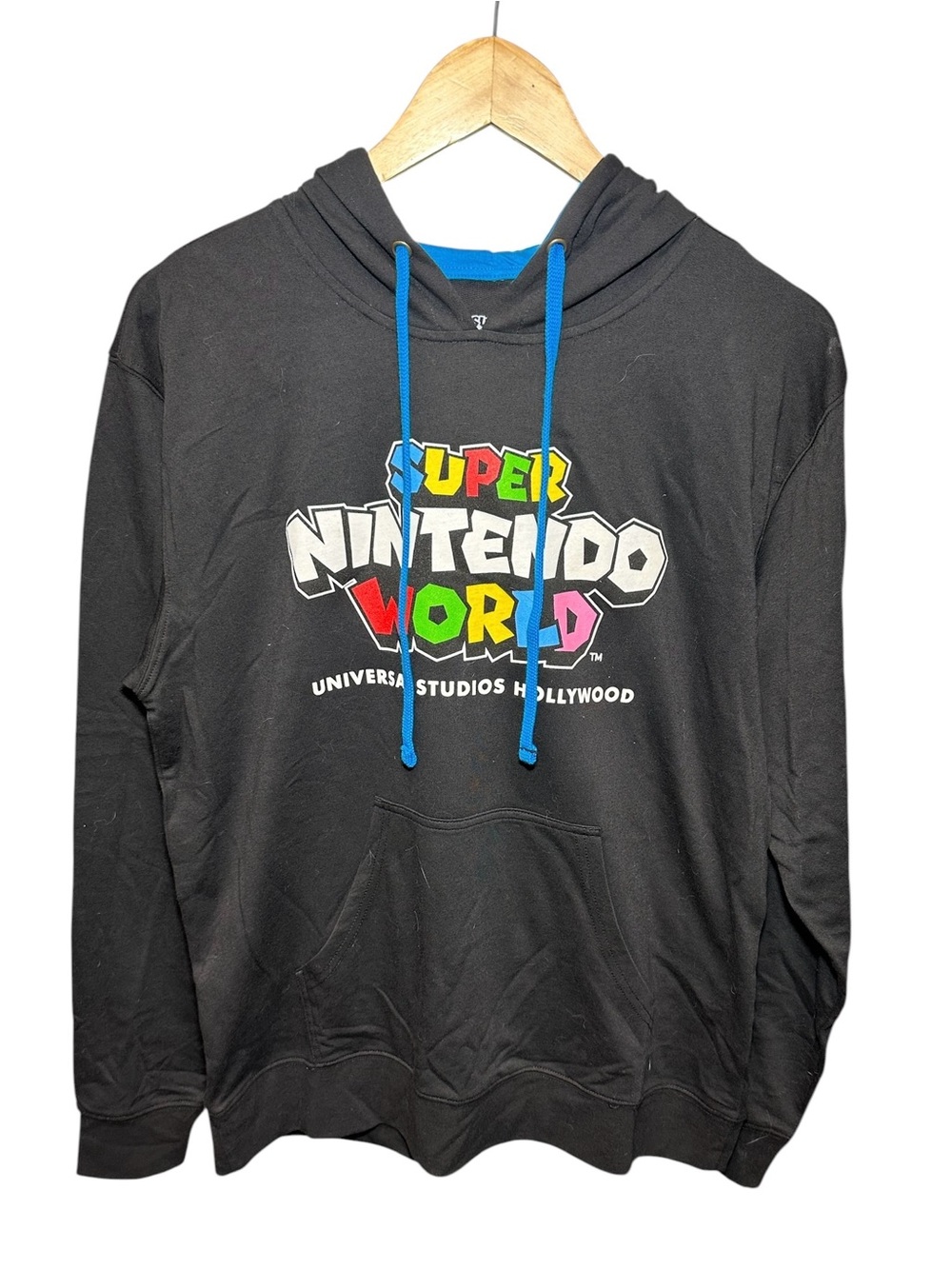 Universal Studios Super Nintendo World Black/ Blue Hoodie Size Medium